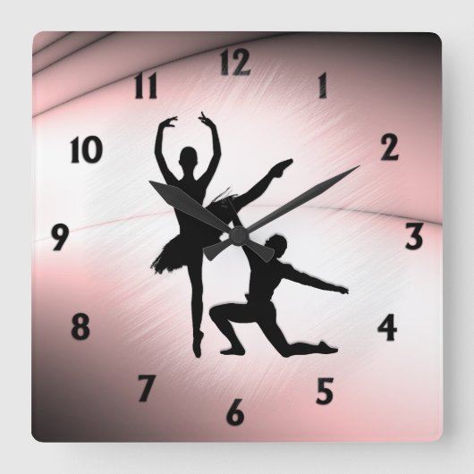 Ballet Couple Dance Pink Accent Vierkante Klok (Voorkant)