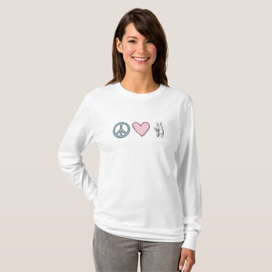 Ballet d'amour de paix de T-shirt de ballet (Devant entier)