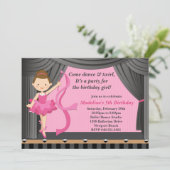 Ballet Dance Birthday Party Invitation Kaart (Staand voorkant)