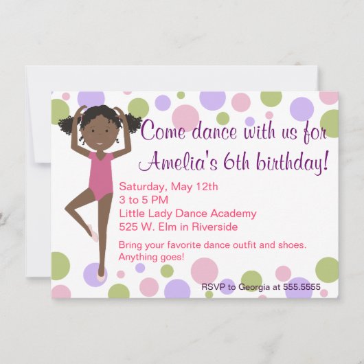 Ballet Dance Party Invitation Kaart (Voorkant)