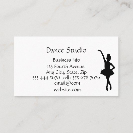 Ballet Dance Studio Carte de visite (Devant)