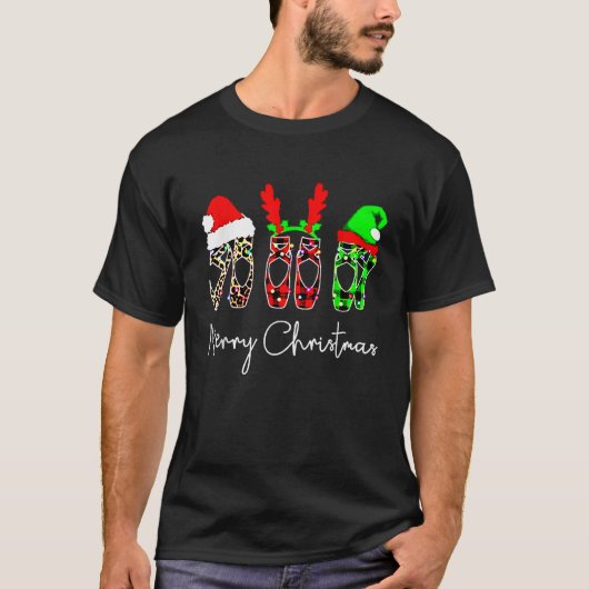 Ballet Dancer Ballerina Merry Kerstmis Point T-shirt (Voorkant)