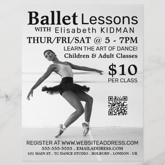 Ballet Dancer, Dance Lesson Adverteren flyer (Voorkant)