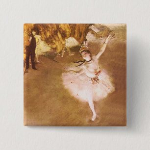 Ballet Dancer Degas Star Painting Vierkante Button 5,1 Cm
