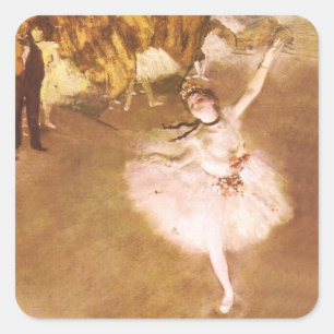 Ballet Dancer Degas Star Painting Vierkante Sticker