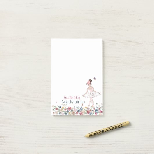 Ballet Dancer Floral Personal Post-it Notes (Sur un bureau)