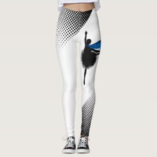 Ballet Dancer Leggings blancs W Black Dots Imprime