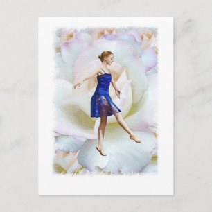 Ballet Dancer over White Rose Briefkaart