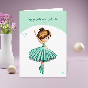 Ballet Dancer Persoonlijk Turquoise Girl Birthday Kaart
