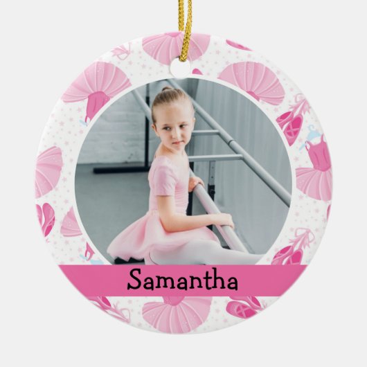 Ballet Dancer Photo Holiday Monogram Keramisch Ornament (Voorkant)