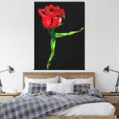 Ballet Dancer Roos Ballerina Canvas Schilderij (Insitu (Slaapkamer))