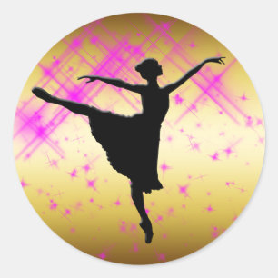 BALLET DANCER SILHOUETTE RONDE STICKER
