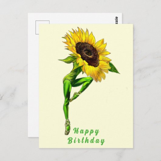 Ballet Dancer Sunflower Femme Carte d'anniversaire (Devant / Derrière)