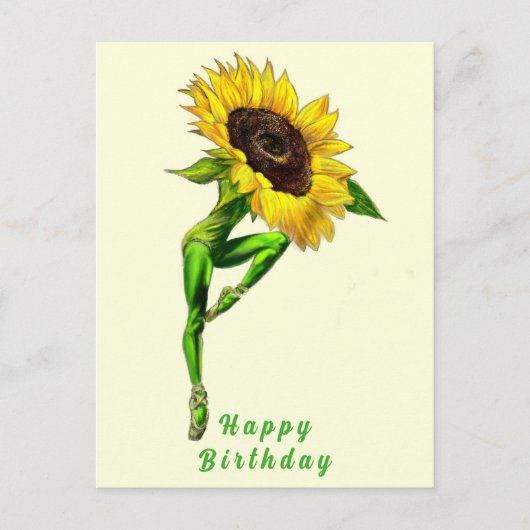 Ballet Dancer Sunflower Femme Carte d'anniversaire (Devant)