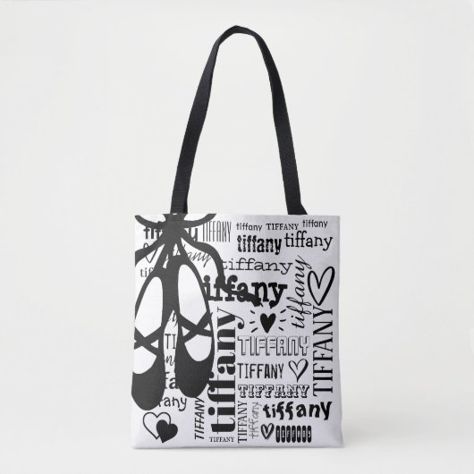 Ballet Dancer Text Name Pattern - Gepersonaliseerd Draagtas (Voorkant)