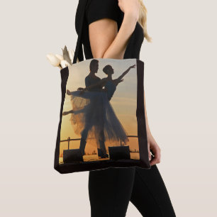 Ballet dansen paar bij zonsondergang print Canvas  Draagtas