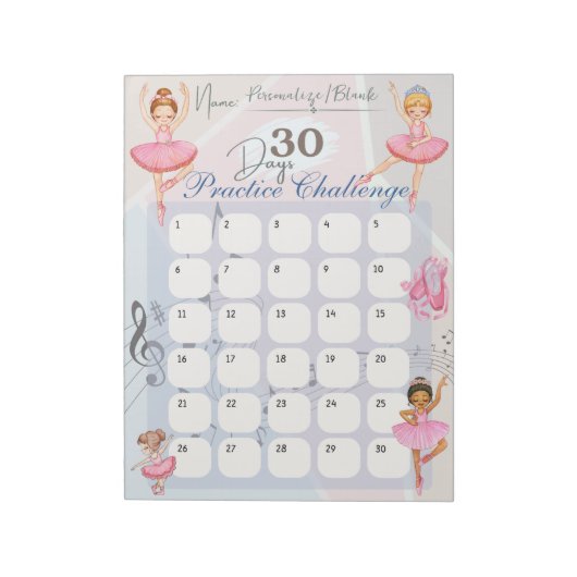 Ballet danser 30-daagse praktijk uitdaging notitieblok (Gedraaid)