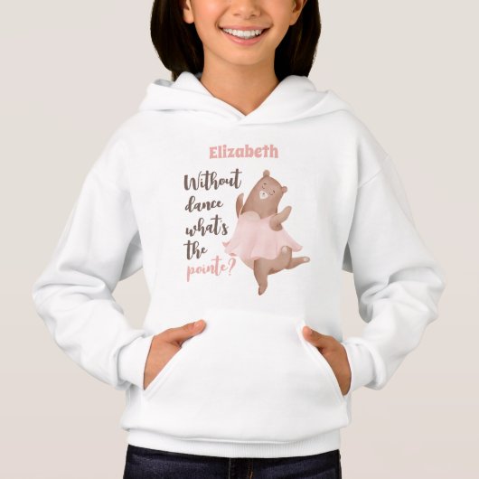 Ballet danser hoodie met Schattigee en grappige sl (Voorkant)