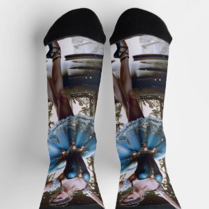 Ballet danser in een blauwe Tutu Sokken