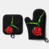 Ballet Danser Roos Oven Mitt & Pot Holder Set (Voorkant)