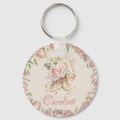 Ballet danser roze bloemengebruik sleutelhanger (Achterkant)