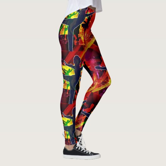 Ballet dansers op multi kleur achtergrond leggings (Rechts)
