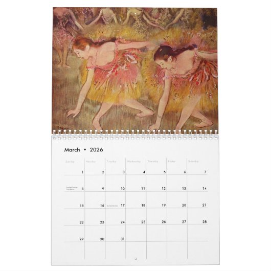 Ballet d'art, Calendrier de danse, Degas, Renoir (Mar 2026)