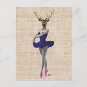 Ballet Deer in Blue Briefkaart