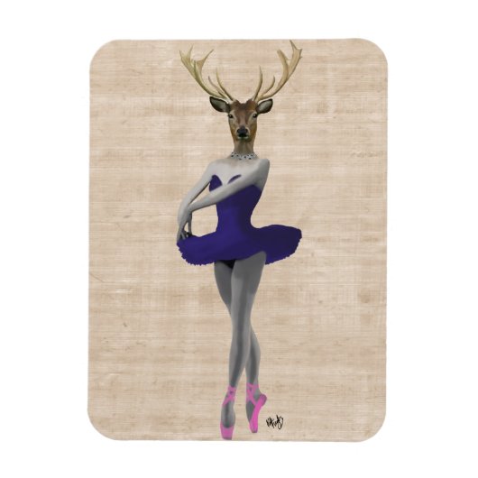 Ballet Deer in Blue Magneet (Verticaal)