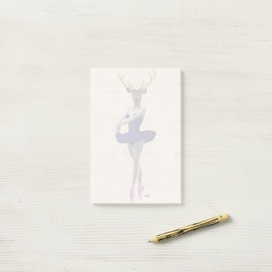 Ballet Deer in Blue Post-it® Notes (Op bureau)