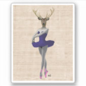 Ballet Deer in Blue Sticker (Voorkant)