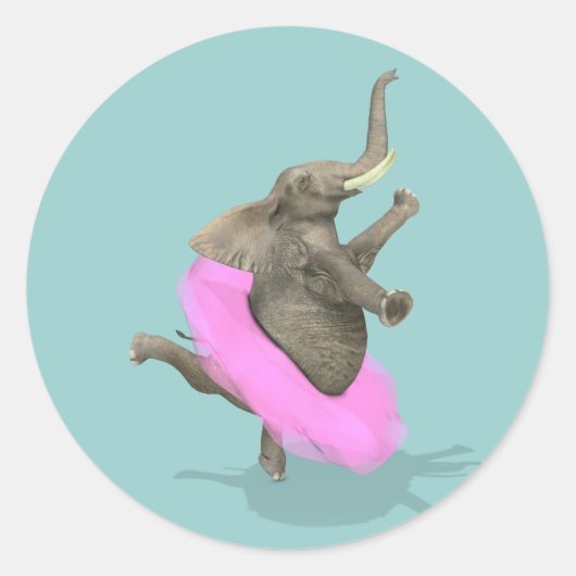 Ballet Elephant en Pointe Ronde Sticker (Voorkant)