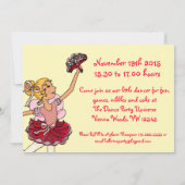 Ballet enfants fête rouge jaune invitation (Dos)