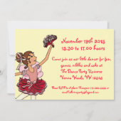 Ballet enfants fête rouge jaune invitation (Dos)