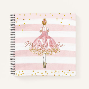 Ballet Girl Pink Gold Glitter Waterverf Kinder Notitieboek