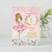 Ballet Girl rose Anniversaire Fête Invitation (Debout devant)