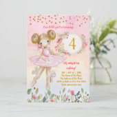 Ballet Girl rose Anniversaire Fête Invitation (Debout devant)