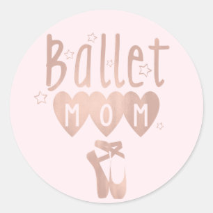 Ballet Moeder Roze Goud Sterren & Harten Ronde Sticker
