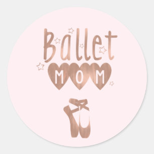 Ballet Moeder Roze Roségoud Sterren & Harten Ronde Sticker
