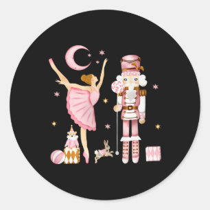  Ballet Notenkraker Kerst Roze Xmas Vrouwen Ronde Sticker