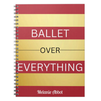"BALLET OVER ALLES" Blush Roze & Goud Gestreept Notitieboek