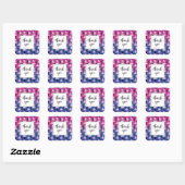Ballet Patroon op Roze en Blauwe Gradiënt Dank u Vierkante Sticker (Vel)