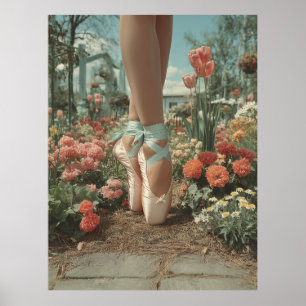 Ballet Pointe Schoenen in een Bloeiende Tuin Poster