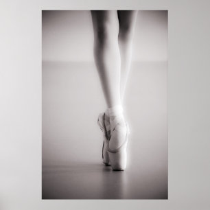 Ballet Pointe Shoes Sepia Dansend Slippers Poster