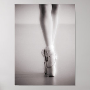 Ballet Pointe Shoes Sepia Dansend Slippers Poster