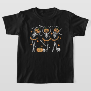 Ballet Pumpkin Skeleton Scary Halloween T-shirt