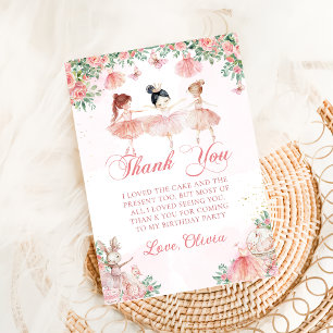 Ballet rose Ballerina Carte de remerciements d'ann
