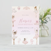 Ballet rose Ballerina Invitation de fête d'anniver (Debout devant)
