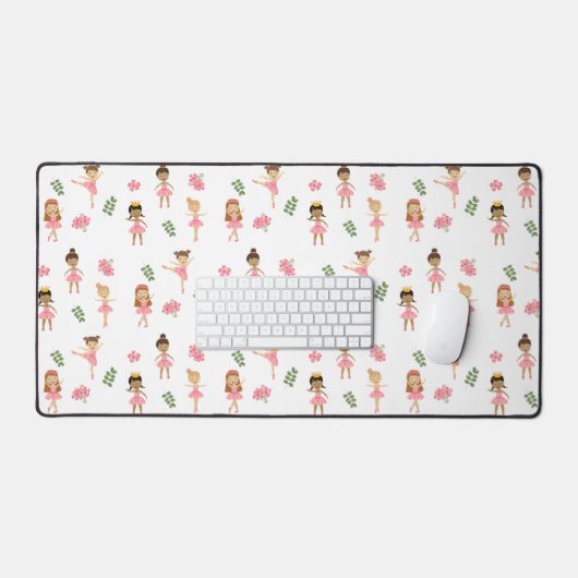 Ballet Roze Ballerina's Dancing Pattern Bureaumat (Keyboard & Muis)