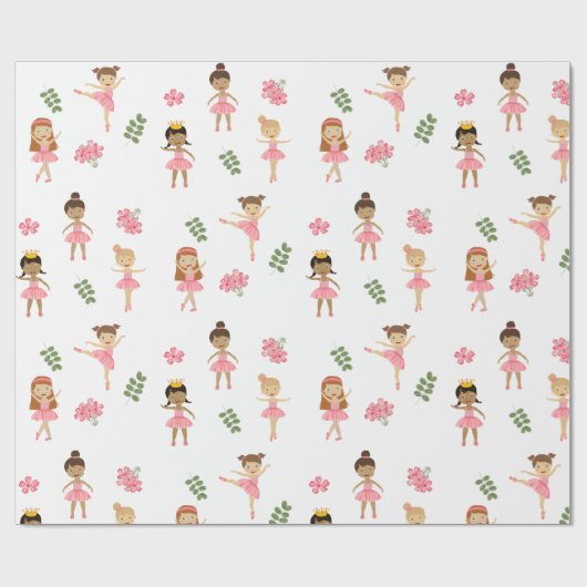 Ballet Roze Ballerina's Dancing Pattern Cadeaupapier (Vlak)